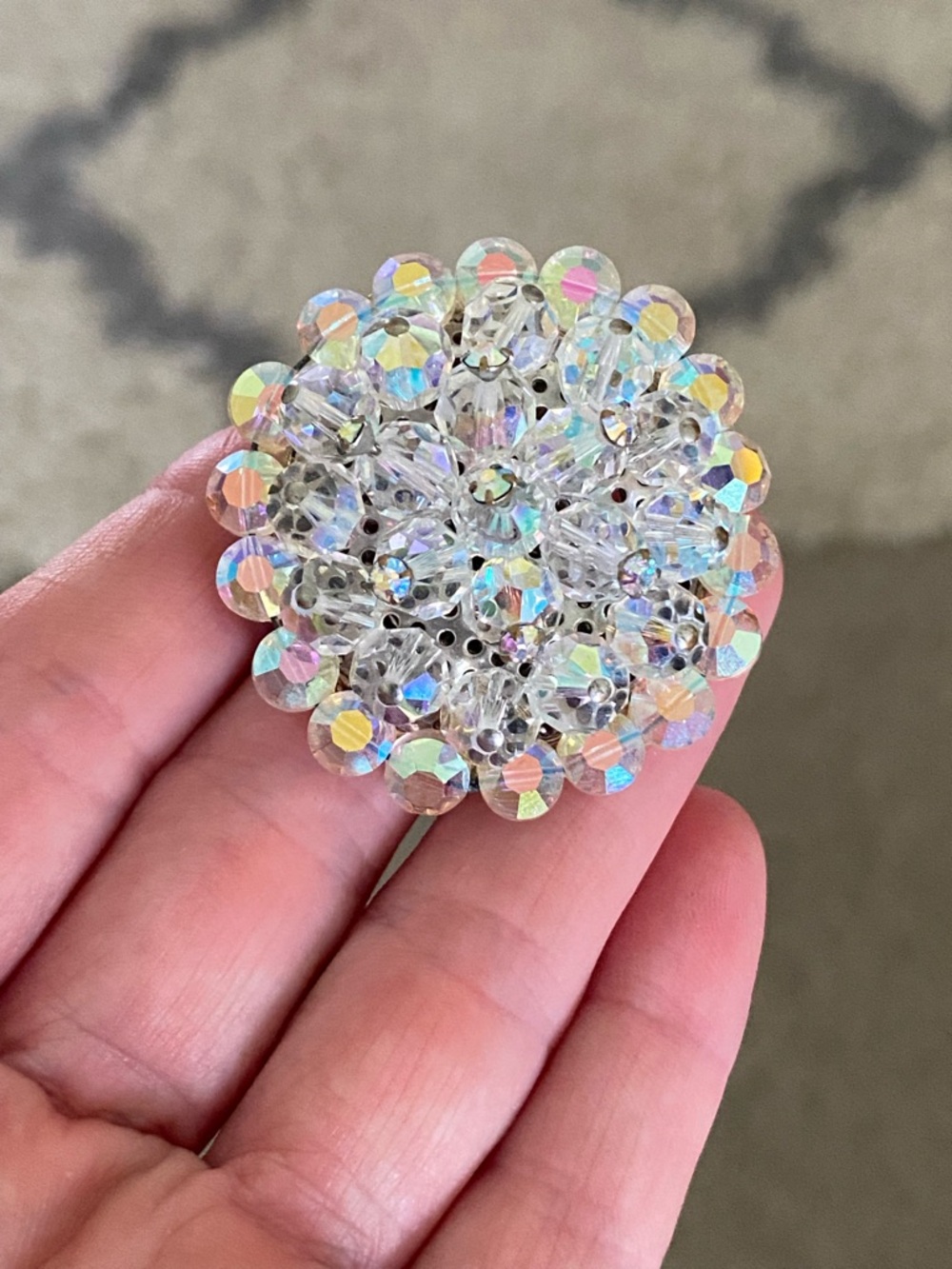Vintage AB Crystal Rhinestone Brooch